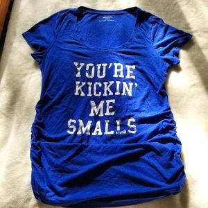 Motherhood | You're Kicking Me Smalls Maternity Cobalt Blue Tee shirt